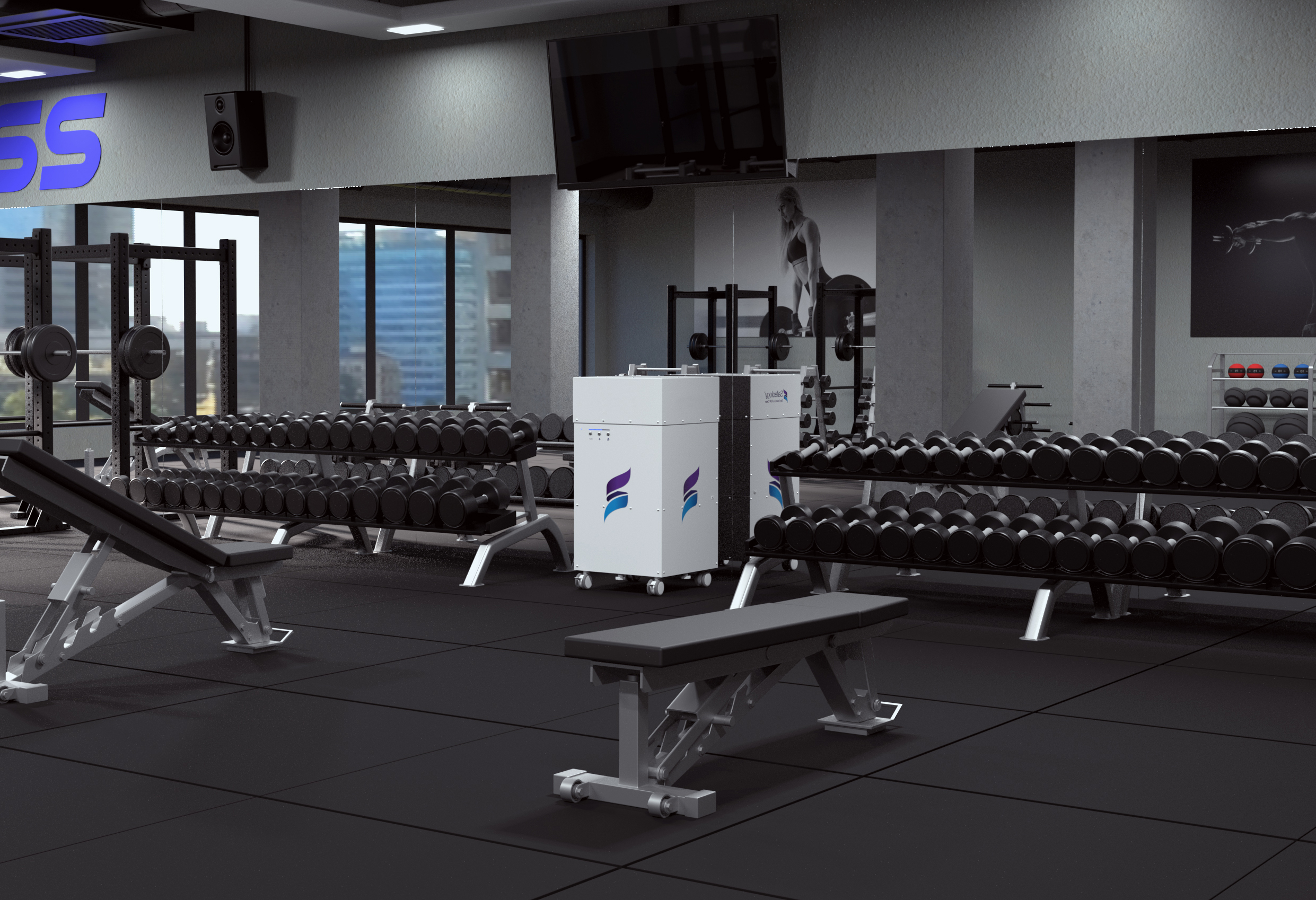 UVC Mobile Air Purifier 1800 in gym
