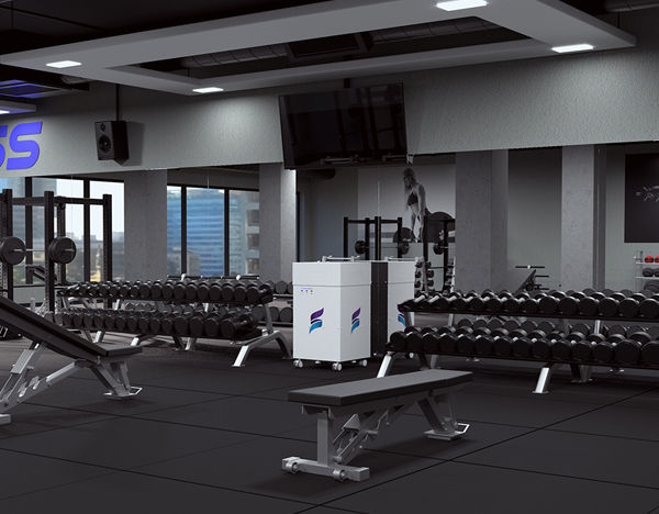UVC Mobile Air Purifier in gym setting